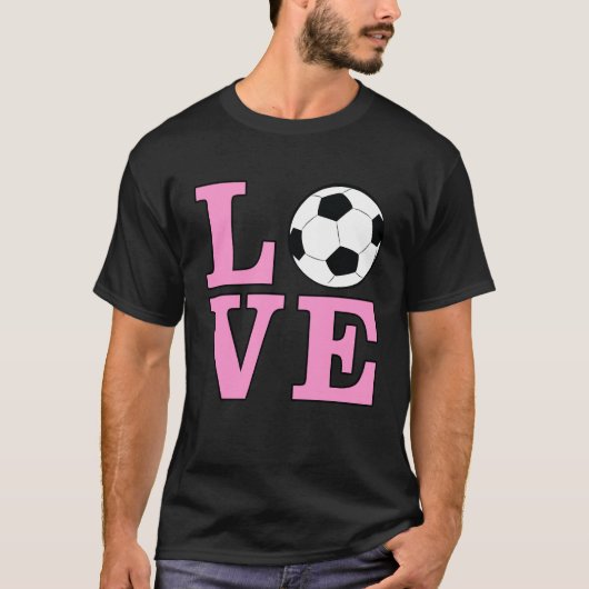 Liebe Fußball / Fußball - Rosa Text T-Shirt (Vorderseite)