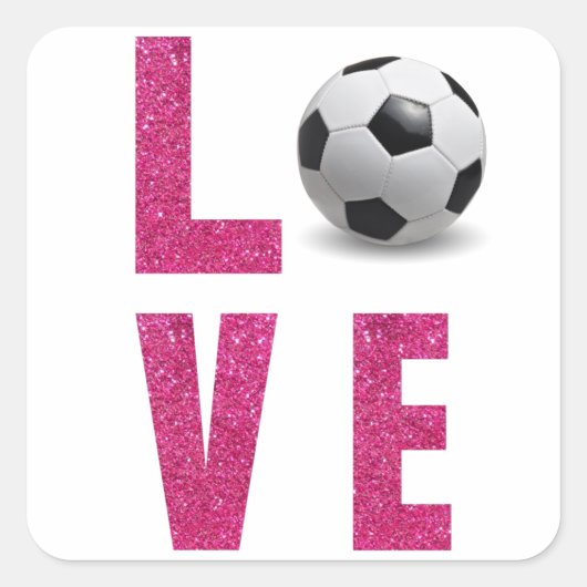Liebe Fußball Quadratischer Aufkleber (Vorderseite)