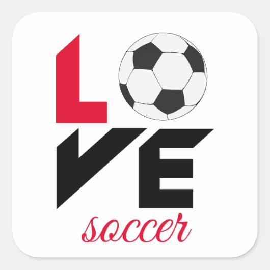Liebe Fußball Quadratischer Aufkleber (Vorderseite)