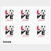 Liebe Fußball Quadratischer Aufkleber (Blatt)