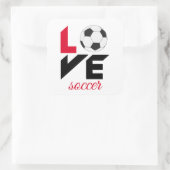 Liebe Fußball Quadratischer Aufkleber (Tasche)