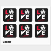 Liebe Fußball Quadratischer Aufkleber (Blatt)