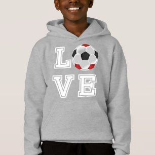 Liebe Fußball - Rot - Weiße Buchstaben Hoodie