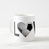 Liebe-Fußball-Tasse (Fußball-Ball-Herz) Kaffeetasse (Vorderseite Links)