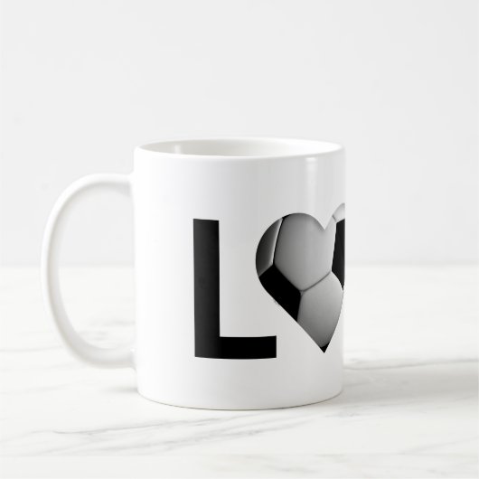 Liebe-Fußball-Tasse (Fußball-Ball-Herz) Kaffeetasse (Links)