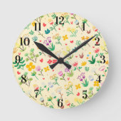 Liebe Garden Spring Flowers & Hearts Runde Wanduhr (Vorderseite)