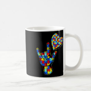 Liebe Gebärdensprache Autismus Bewusstsein Puzzle  Kaffeetasse