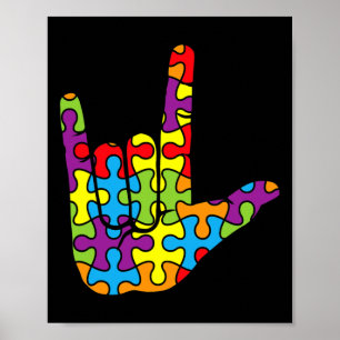 Liebe Gebärdensprache Autistisches Puzzle Autismus Poster