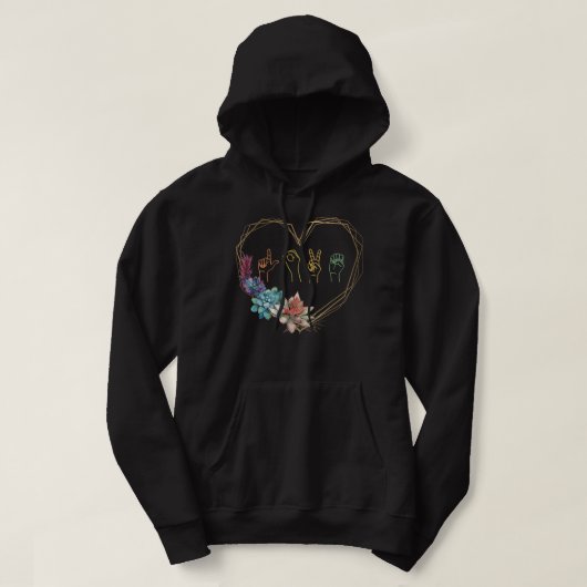 Liebe Gebärdensprache Blumenherz ASL Valentine's D Hoodie (Design vorne)