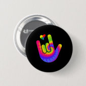Liebe Gebärdensprache Handautismus Bewusstsein Her Button (Vorne & Hinten)