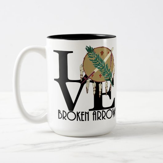 LIEBE gebrochen Arrow Oklahoma 15oz Zweifarbige Tasse (Links)