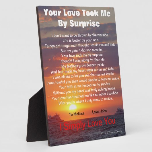 Liebe Gedicht Cape May Sunset Ships Passend EASEL Fotoplatte (Seite)