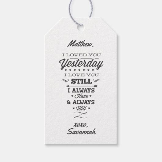 Liebe Gedicht Geschenkanhänger (Vorderseite)