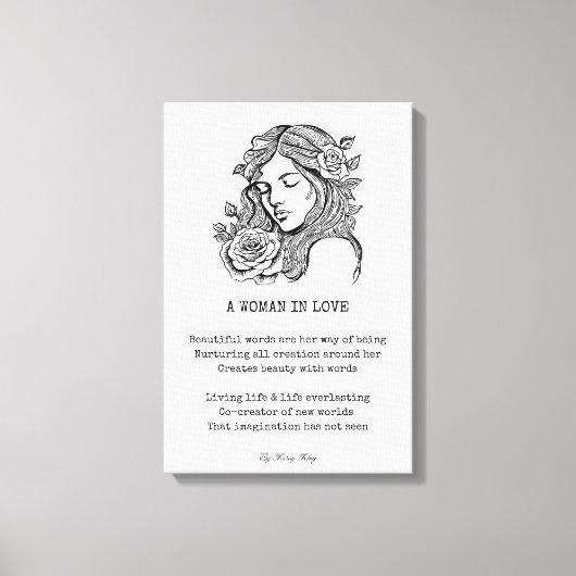 Liebe Gedicht Schwarz-Weiß-Rosenwand Leinwanddruck (Vorderseite)