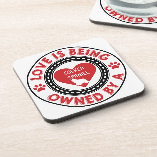 Liebe gehört einem Cocker Spaniel Getränkeuntersetzer (Linke Seite)