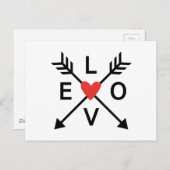 Liebe, gekreuzte Pfeile mit rotem Herzen Postkarte (Vorne/Hinten)