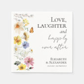 Liebe, Gelächter und glücklich immer nach Hochzeit Serviette (Vorderseite)