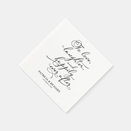 Liebe, Gelächter und glücklich immer nach Hochzeit Serviette (Ecke)