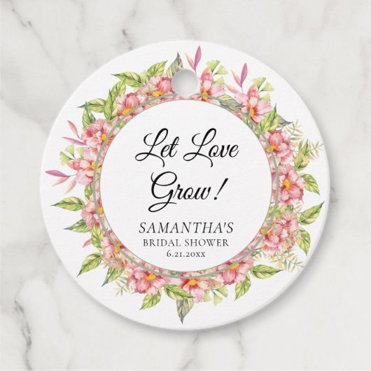 Liebe gelassen Blüten und Brautparty Geschenkanhänger (Vorderseite)