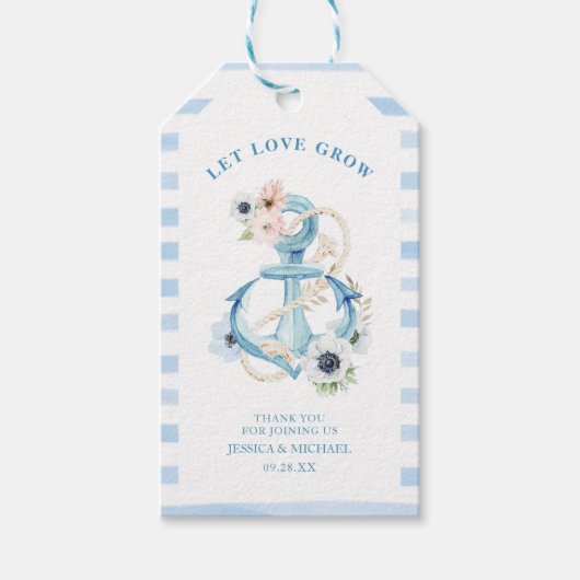 Liebe gelassen Blütenfarben-Ankerhochzeit Geschenkanhänger (Vorderseite)