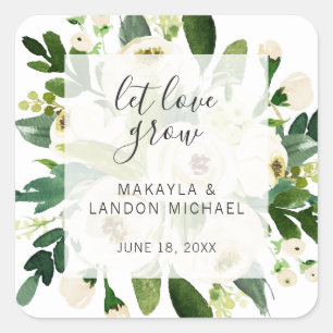 Liebe gelassen Elegante Gastgeschenk Hochzeit Quadratischer Aufkleber