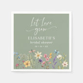 Liebe gelassen Wildblume Grün Brautparty Serviette (Vorderseite)