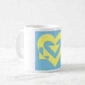Liebe gelb auf blau kaffeetasse (Vorderseite Links)