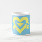 Liebe gelb auf blau kaffeetasse (Mittel)
