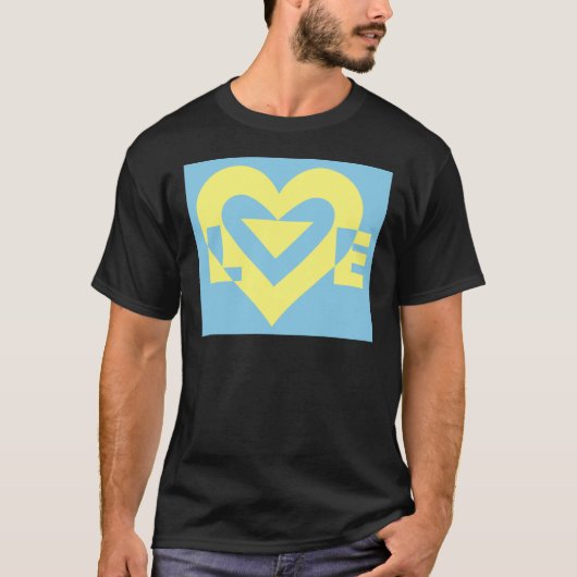 Liebe gelb auf blau T-Shirt (Vorderseite)