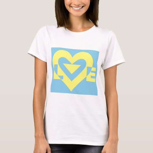 Liebe gelb auf blau T-Shirt (Vorderseite)