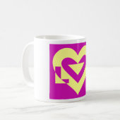 Liebe Gelb auf Lila Kaffeetasse (Vorderseite Links)