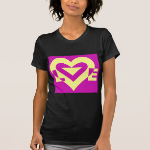 Liebe Gelb auf Lila T-Shirt