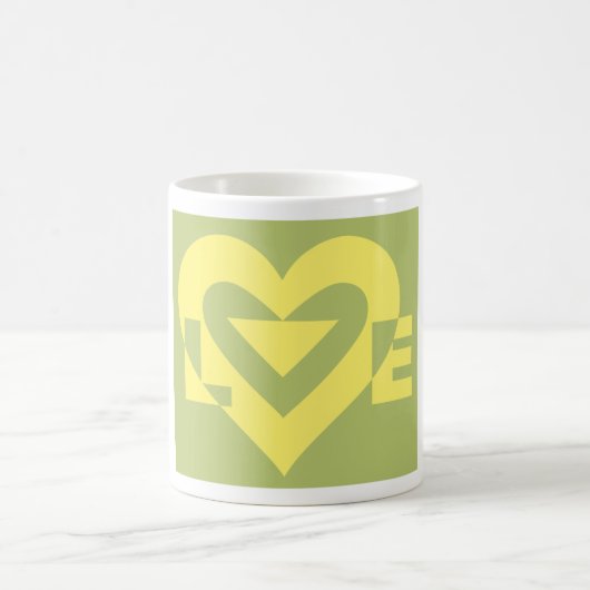 Liebe Gelb auf Sangengrün Kaffeetasse (Mittel)