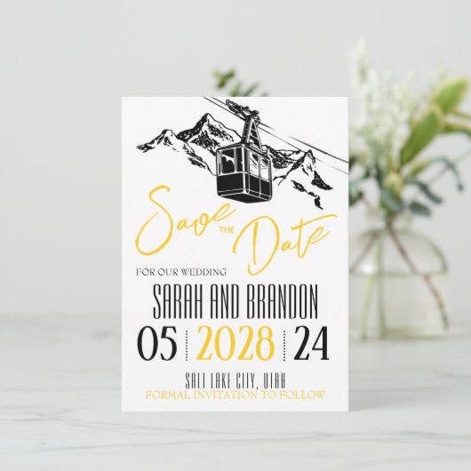 Liebe gelb save the date (Stehend Vorderseite)