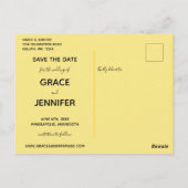 LIEBE Gelb Themed Same Hochzeit speichern Sie das Postkarte (Rückseite)