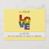 LIEBE Gelb Themed Same Hochzeit speichern Sie das Postkarte (Vorderseite)