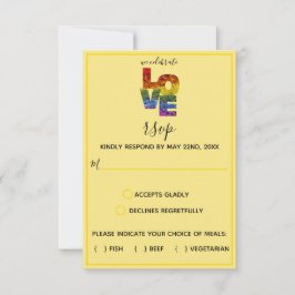 LIEBE Gelbe Blume Gleichgeschlechtliche Hochzeit R RSVP Karte