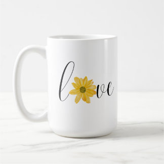 Liebe Gelbe Blume Groovy Hippie Handwriting Kaffeetasse