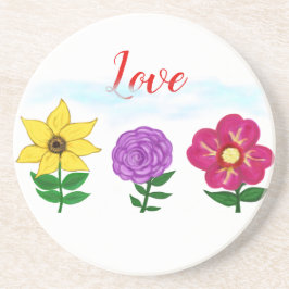 Liebe Gelbe Lila Fuchsia-Blume Getränkeuntersetzer