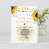 Liebe-Gelbe Sonnenblumen Imitate Glas Blätter Einladung (Stehend Vorderseite)