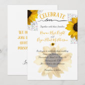 Liebe-Gelbe Sonnenblumen Imitate Glas Blätter Einladung (Vorne/Hinten)