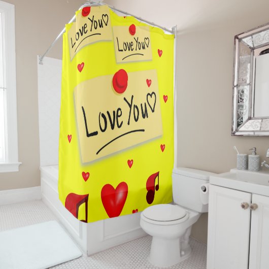 Liebe Gelbe Valentine Duschvorhang (Beispiel)