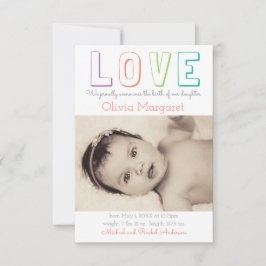 LIEBE Gelbes Quatrefolie - 3 x 5 Geburtsankündigun Ankündigung