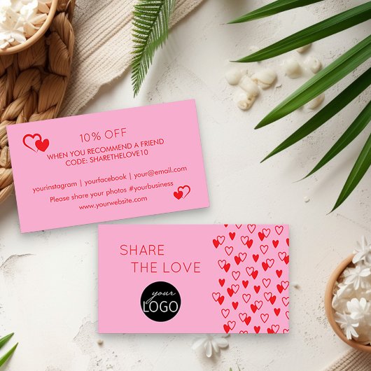 Liebe gemeinsam mit Rosa und Rot verwenden Visitenkarte