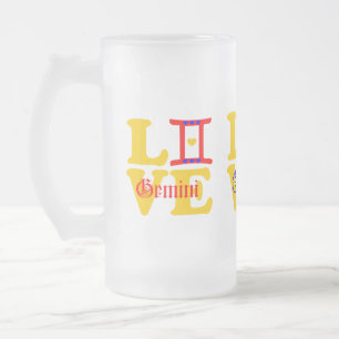 ♊ Liebe Gemini-Zodiac-Mattiert-Bier Mattglas Bierglas