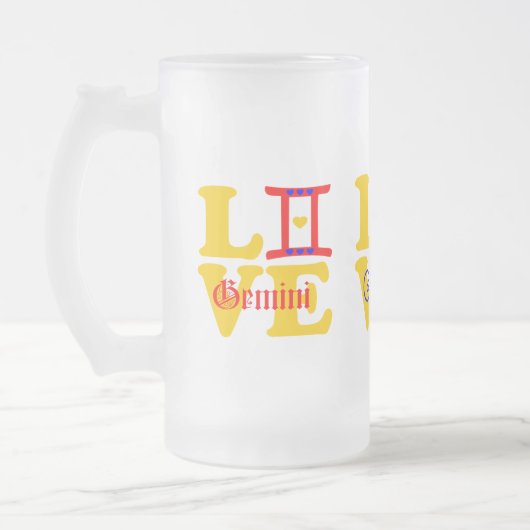 ♊ Liebe Gemini-Zodiac-Mattiert-Bier Mattglas Bierglas (Links)