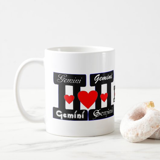 ♊ Liebe Gemini-Zodiac Sign Classic Kaffee Kaffeetasse (Mit Donut)