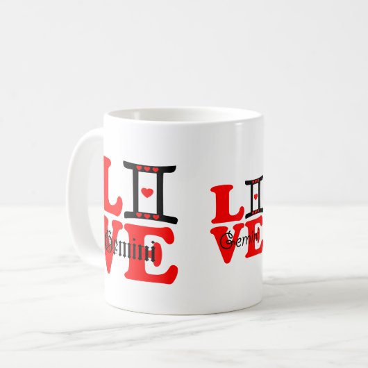 ♊ Liebe Gemini-Zodiac Sign Classic Kaffee Kaffeetasse (Vorderseite Links)