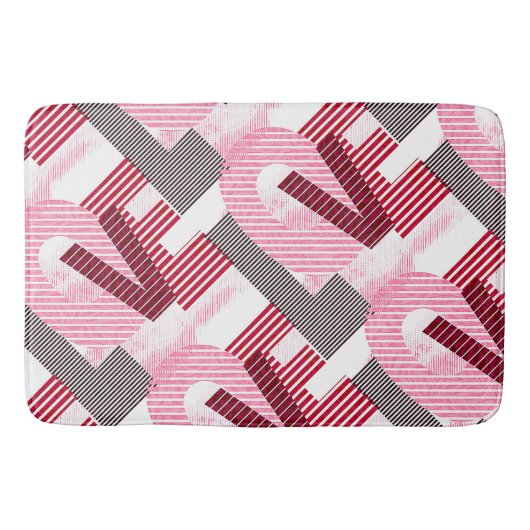 Liebe Geometric Magenta Letter Badematte (Vorderseite)