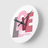 Liebe Geometric Magenta Letter Runde Wanduhr (Winkel)